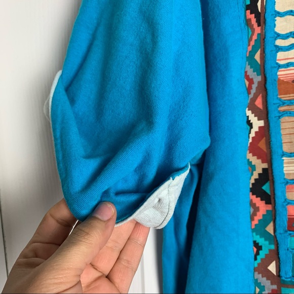 🔥 Blue Boho Applique Short Sleeve Tee - Picture 3 of 5